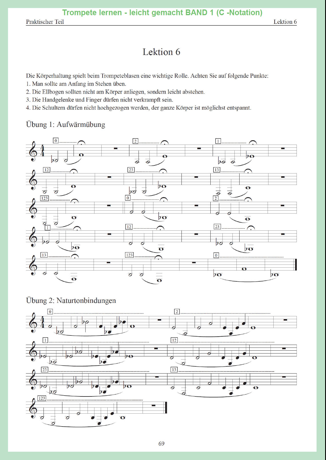 Trompete lernen - leicht gemacht BAND1 für Posaunenchor (C-Notation Violinschlüssel)