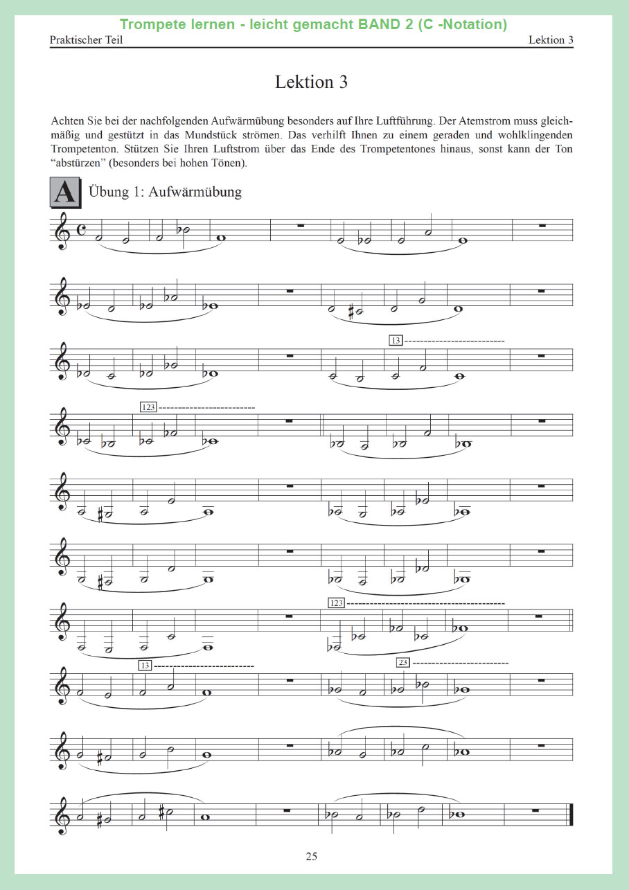Trompete lernen - leicht gemacht BAND2 (C-Notation) für Posaunenchor