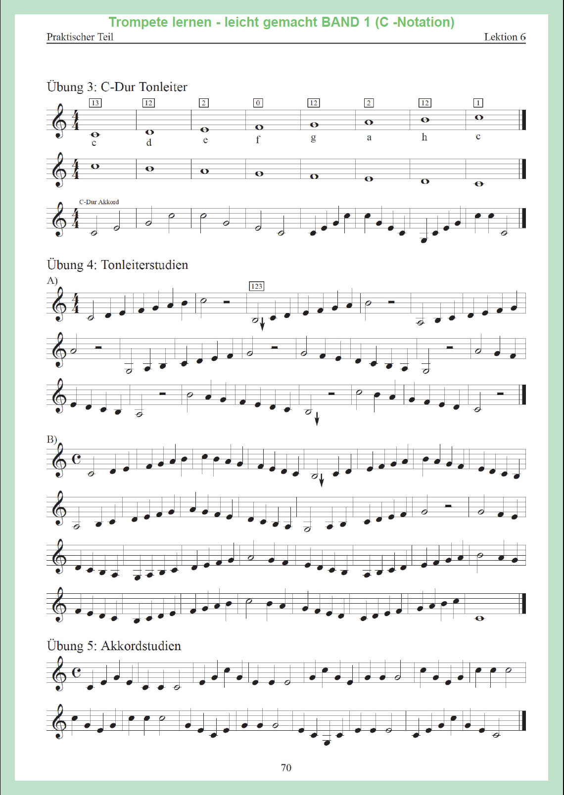 Trompete lernen - leicht gemacht BAND1 für Posaunenchor (C-Notation Violinschlüssel)