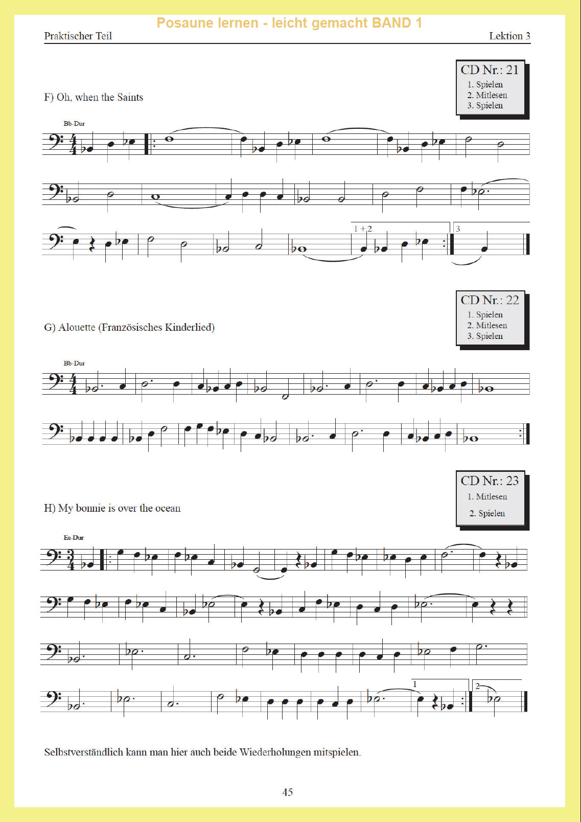 Posaune lernen - leicht gemacht Band1 (C-Noation, Bassschlüssel)
