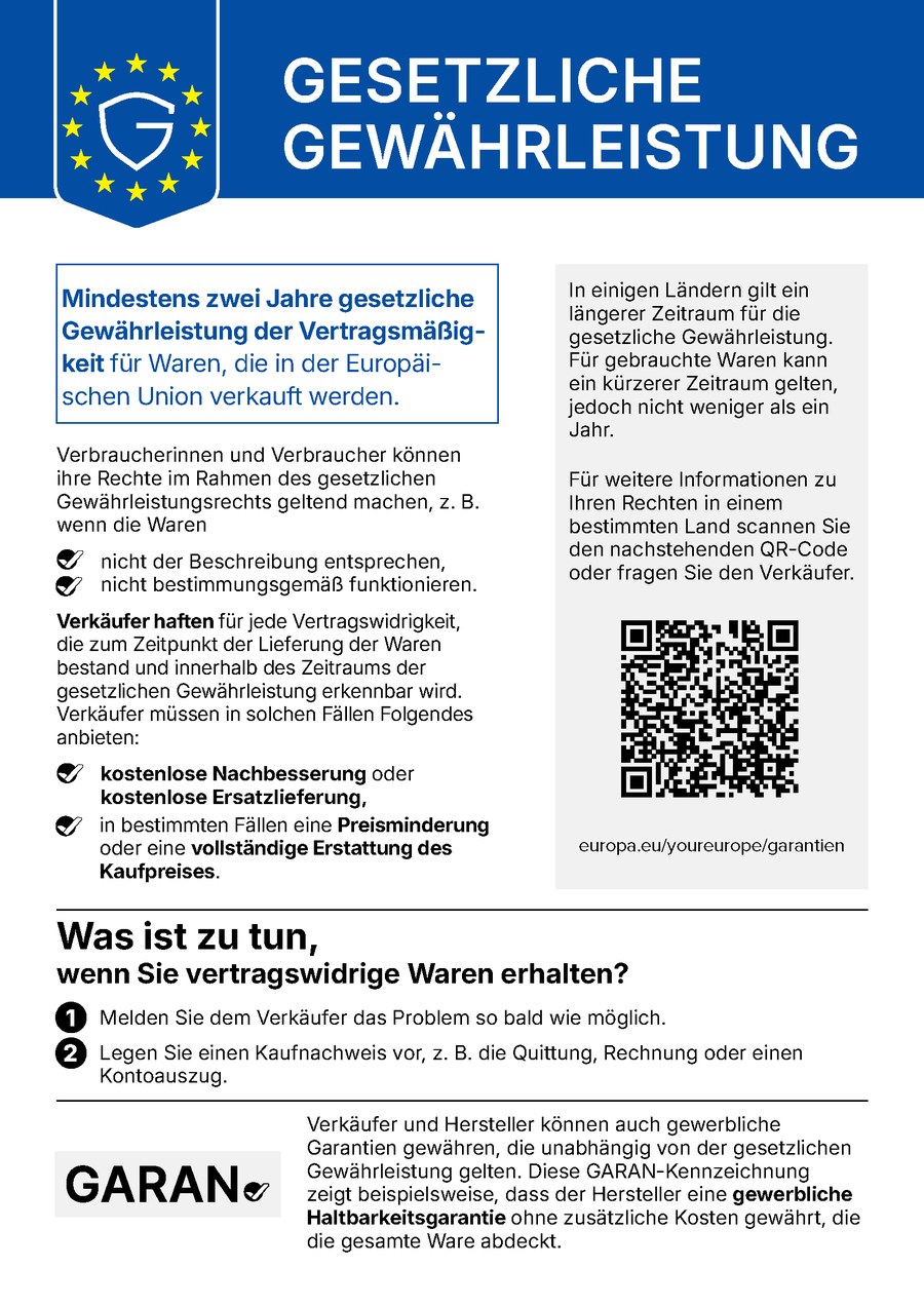 EU-Mitteilung: Gesetzliche Gewährleistung