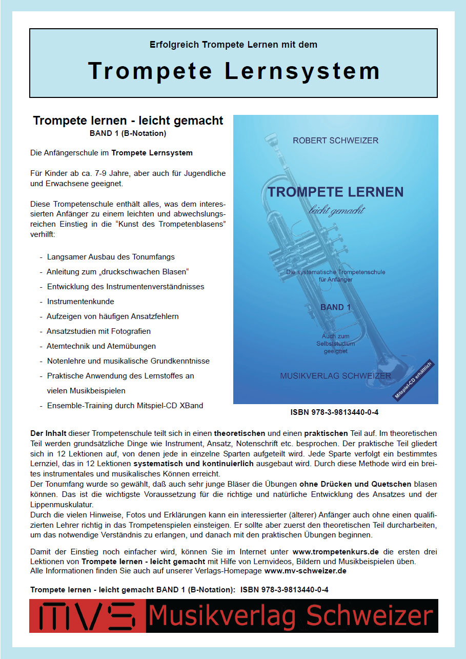 Trompete lernen - leicht gemacht Band1 (B-Notation)