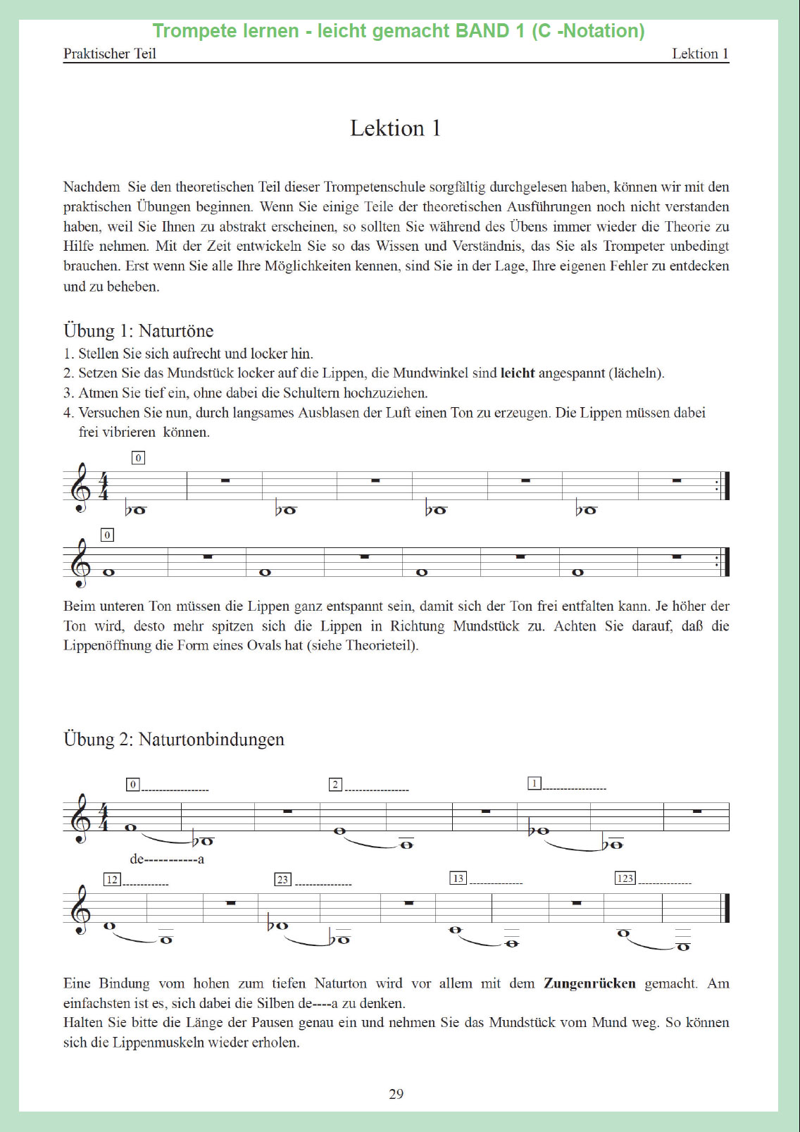 Trompete lernen - leicht gemacht BAND1 für Posaunenchor (C-Notation Violinschlüssel)